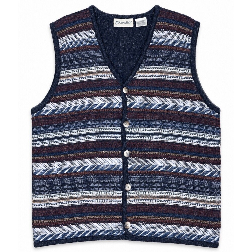 St John’s Bay Vest L  Womens Southwestern Sweater Western Retro Lodgecore Vtg